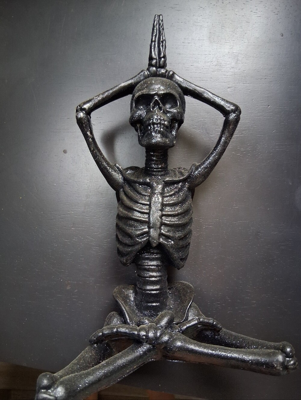 Decorative Black Skeleton Yoga Figurine - Home Art , Halloween Skeleton Glitter
